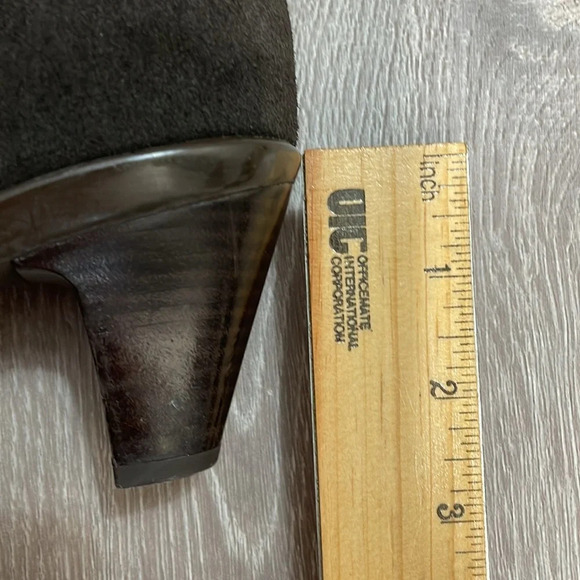 La Canadienne Waterproof Suede Heeled Square Toe Ankle Boots Dark Brown 8M - Picture 14 of 16